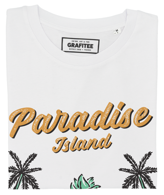 T-shirt Paradise Island con grafica tropicale