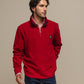 Felpa con mezza zip in misto cotone