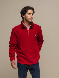 Felpa con mezza zip in misto cotone