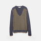 Maglione in maglia jacquard con scollo a V