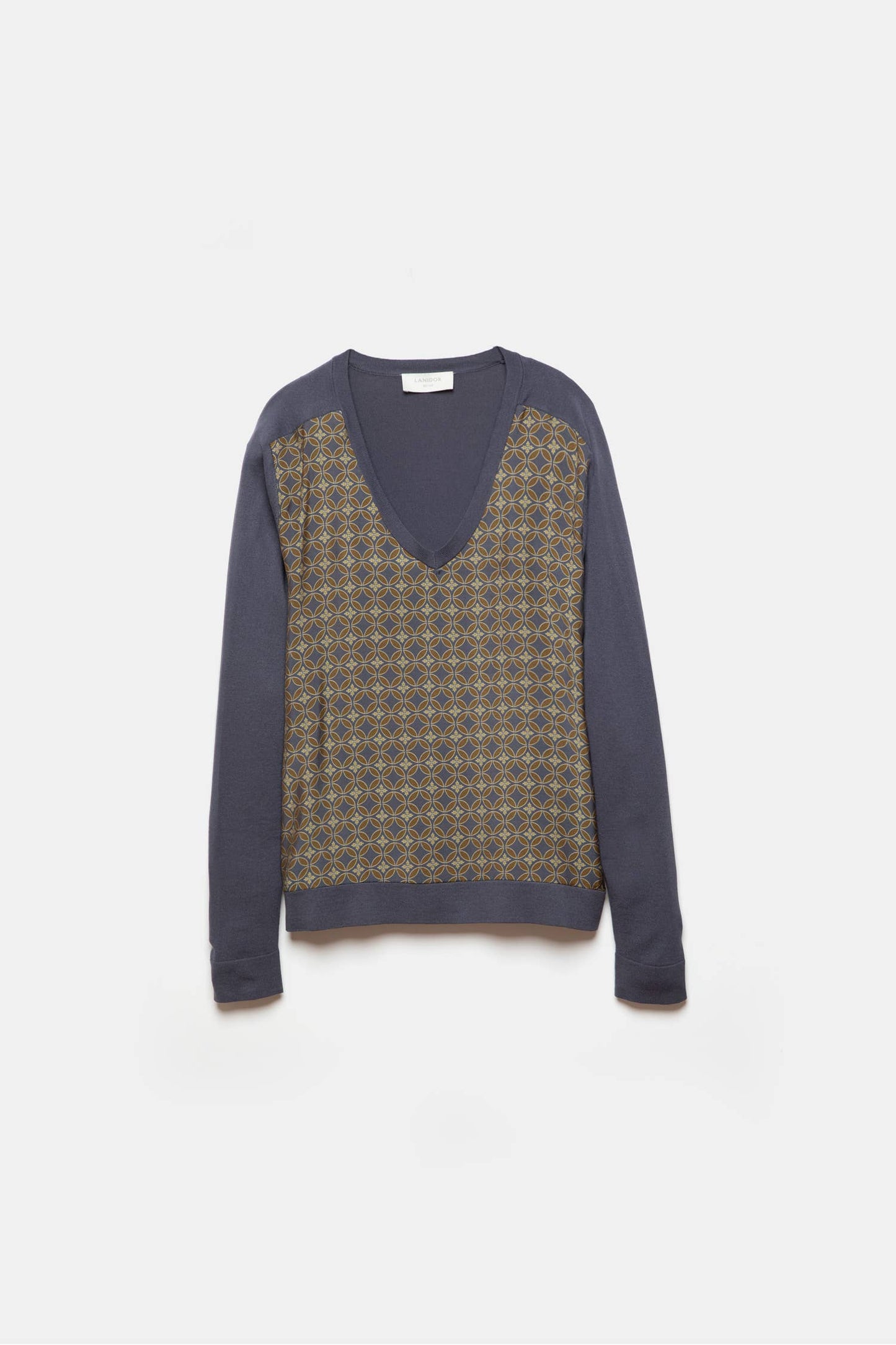 Maglione in maglia jacquard con scollo a V