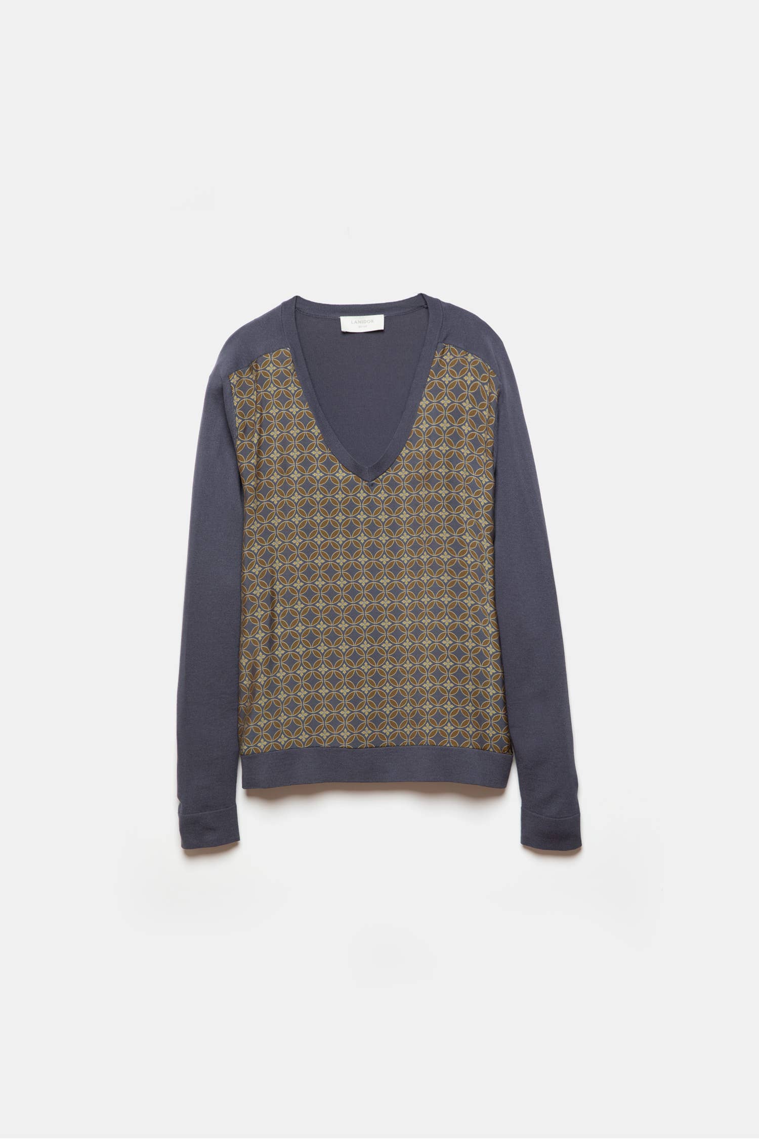Maglione in maglia jacquard con scollo a V