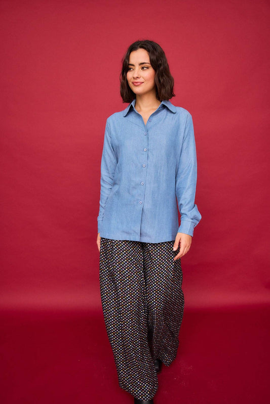 Camicia cowboy con maxi colletto