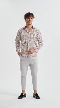 Camicia slim fit elasticizzata con stampa digitale