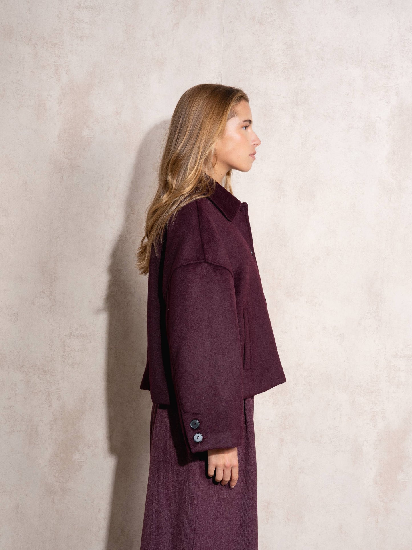 Cappotto corto oversize in misto lana