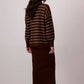 Set in maglia: maglione a righe e abito midi a coste