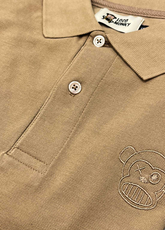 Polo uomo Hawk caramello in piqué