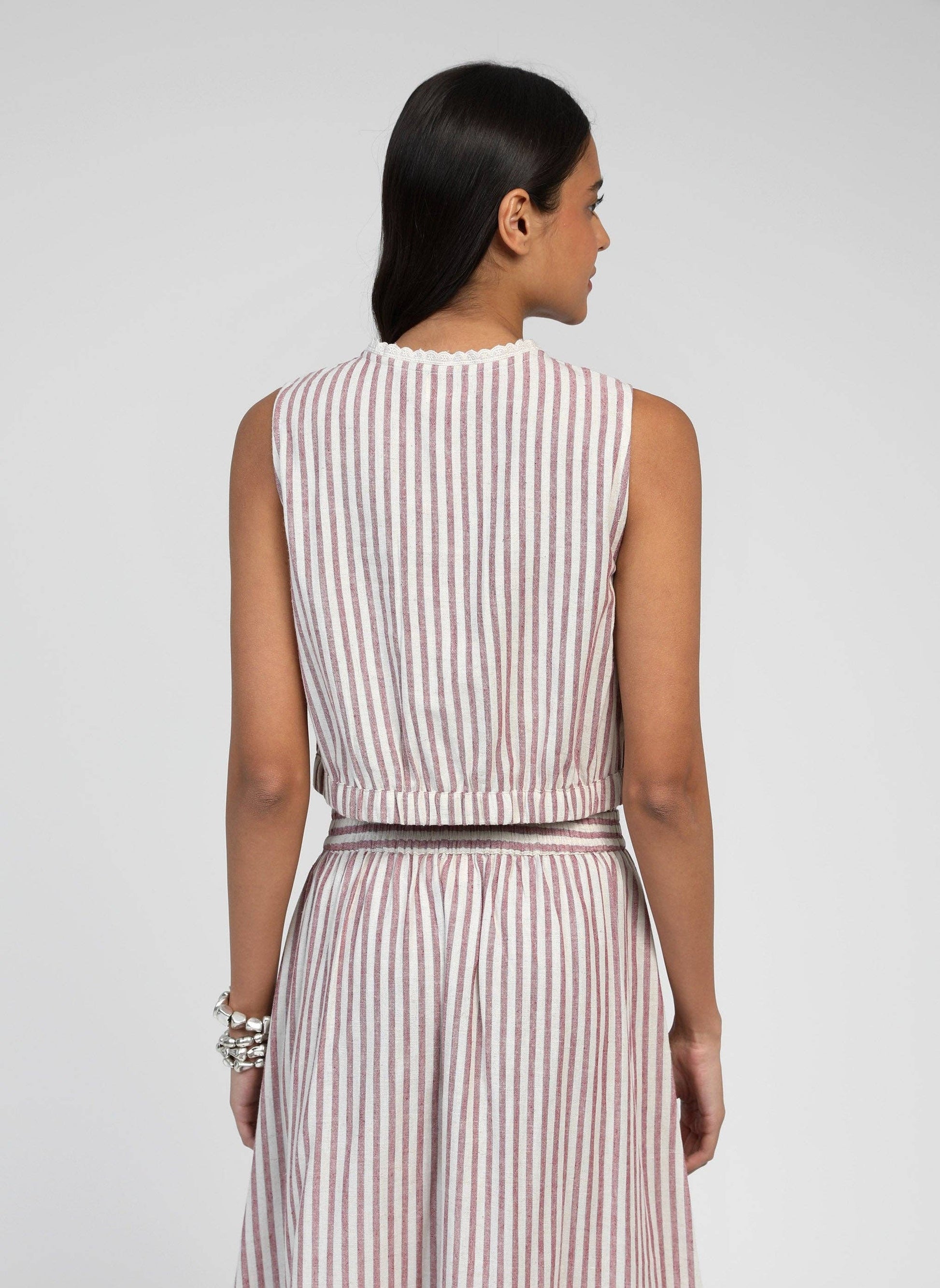 Blusa Sabia lampone in pizzo sangallo