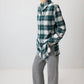 Camicia a quadri con maxi colletto verde