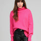 Maglione dolcevita caldo fucsia da donna