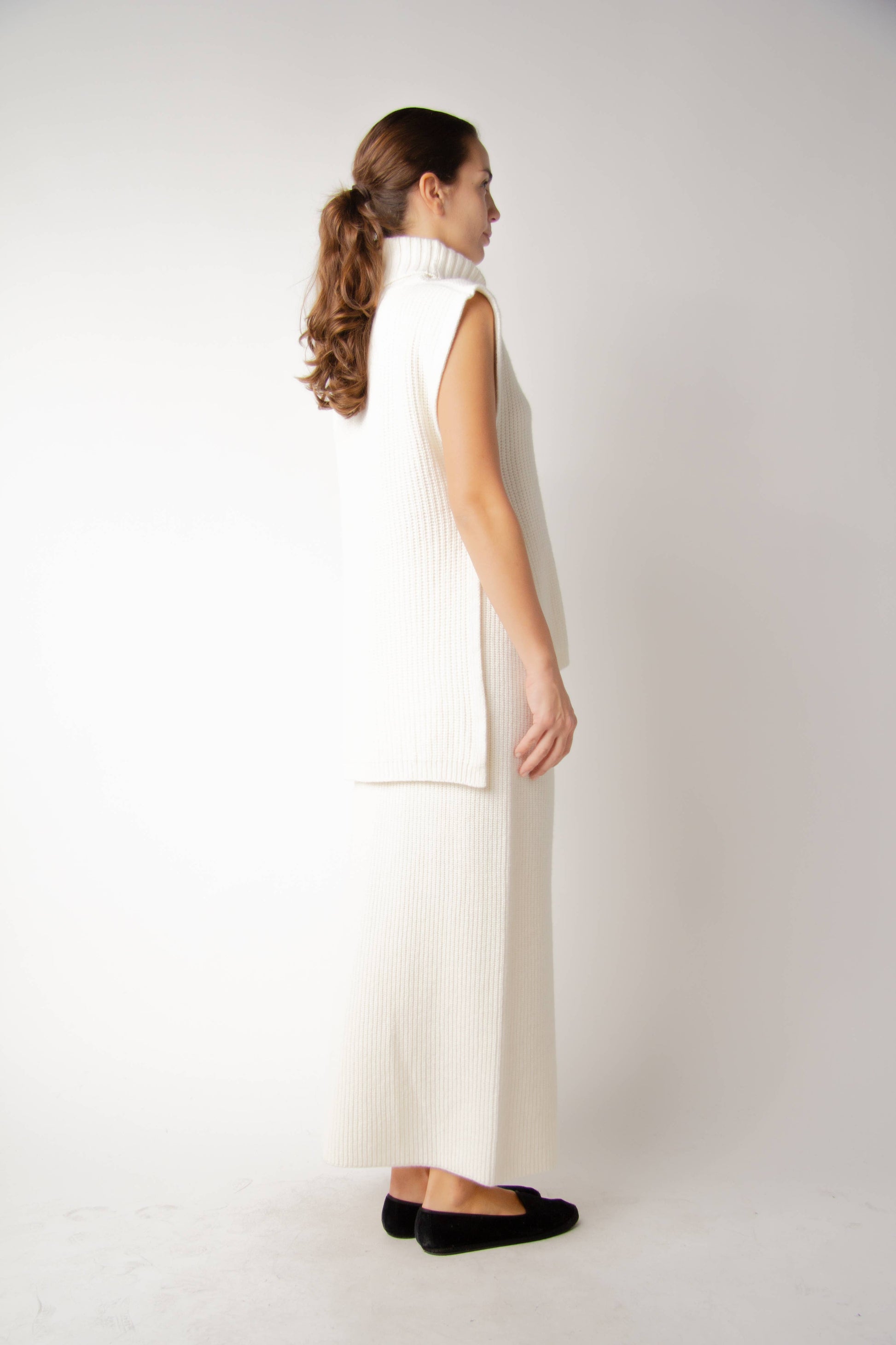 Gonna lunga a trecce in misto cashmere