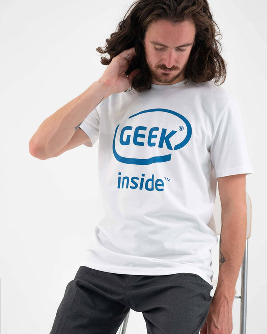 T-shirt "Geek Inside" in cotone biologico con stampa logo