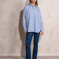 Blusa camicia oversize in cotone con bottoni dorati