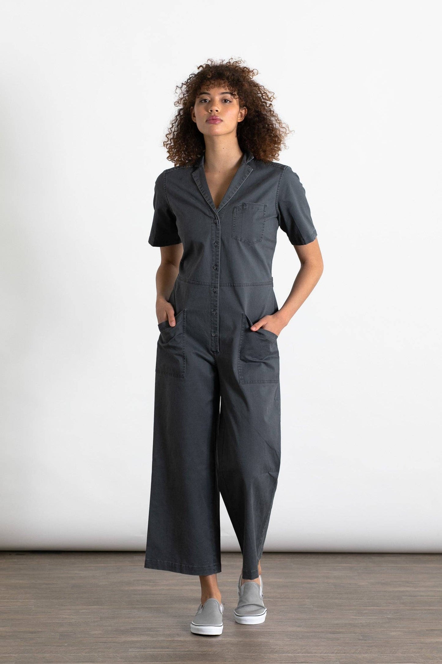 Tuta utility Lou in cotone stretch color ardesia