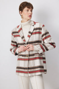 Blazer a quadri con bottoni dorati in misto cotone
