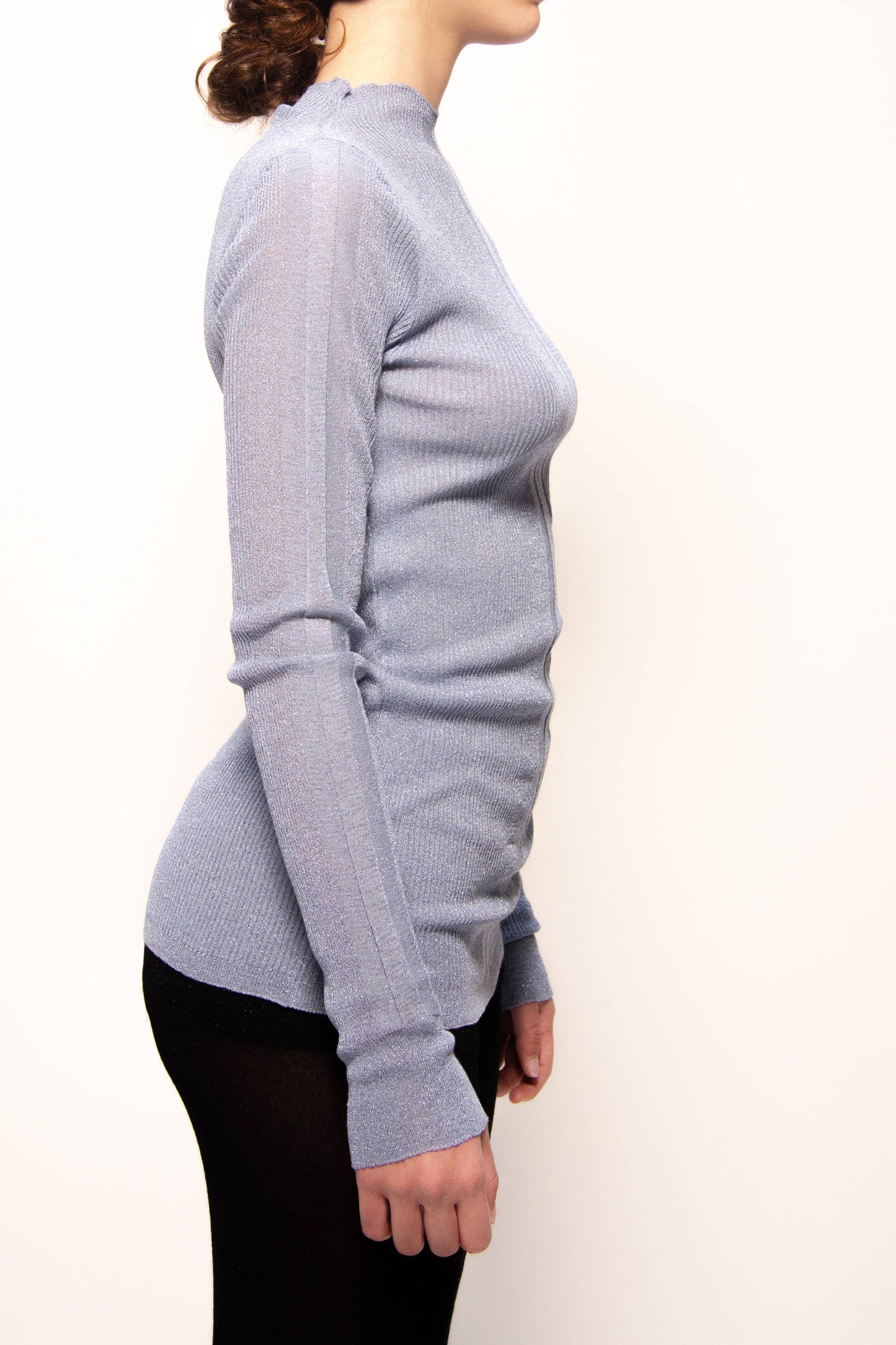Maglia a coste glitter girocollo