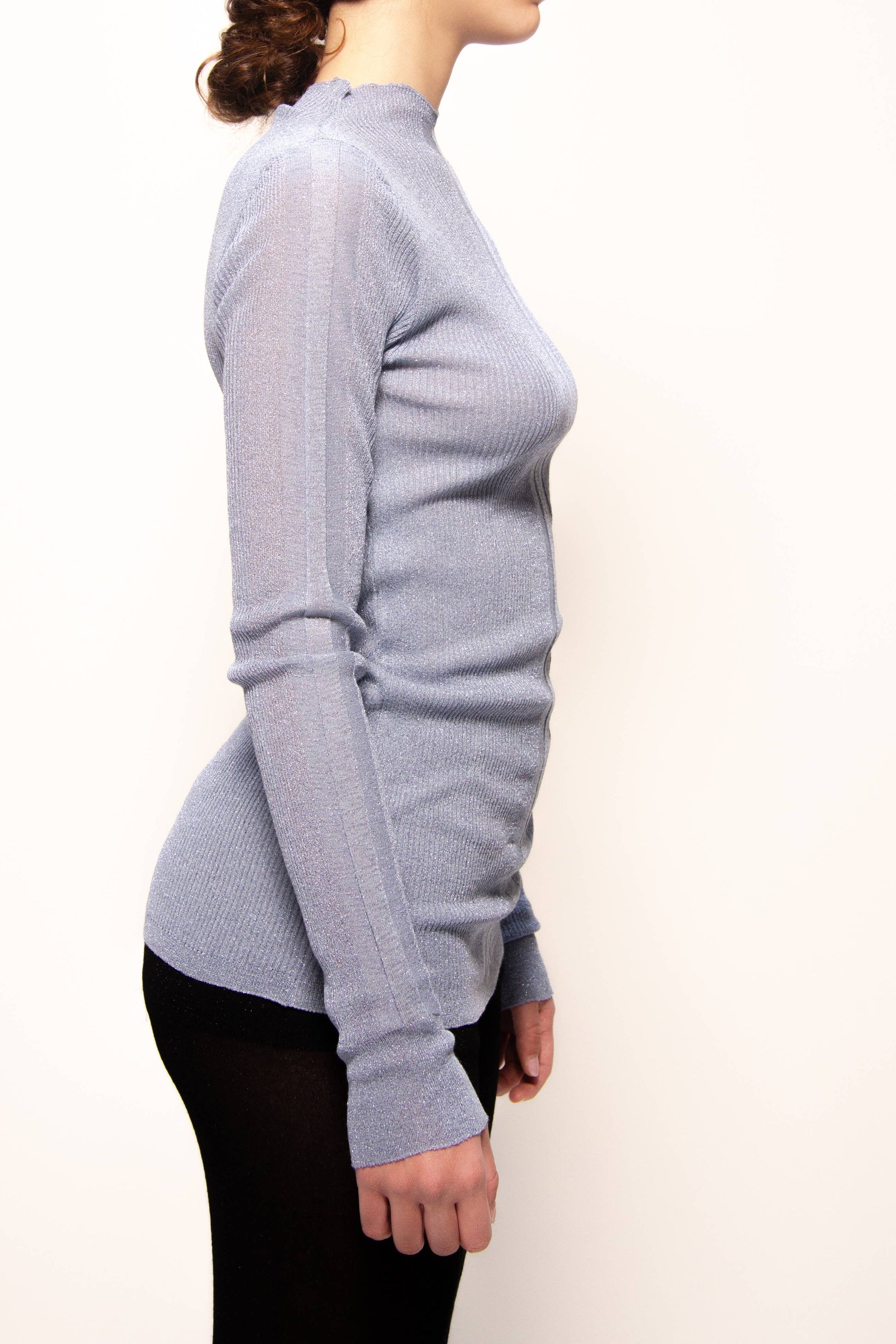 Maglia a coste glitter girocollo