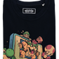 T-shirt nera con stampa gaming in cotone biologico