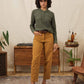 Henley a coste in cotone riciclato da donna verde foresta mélange