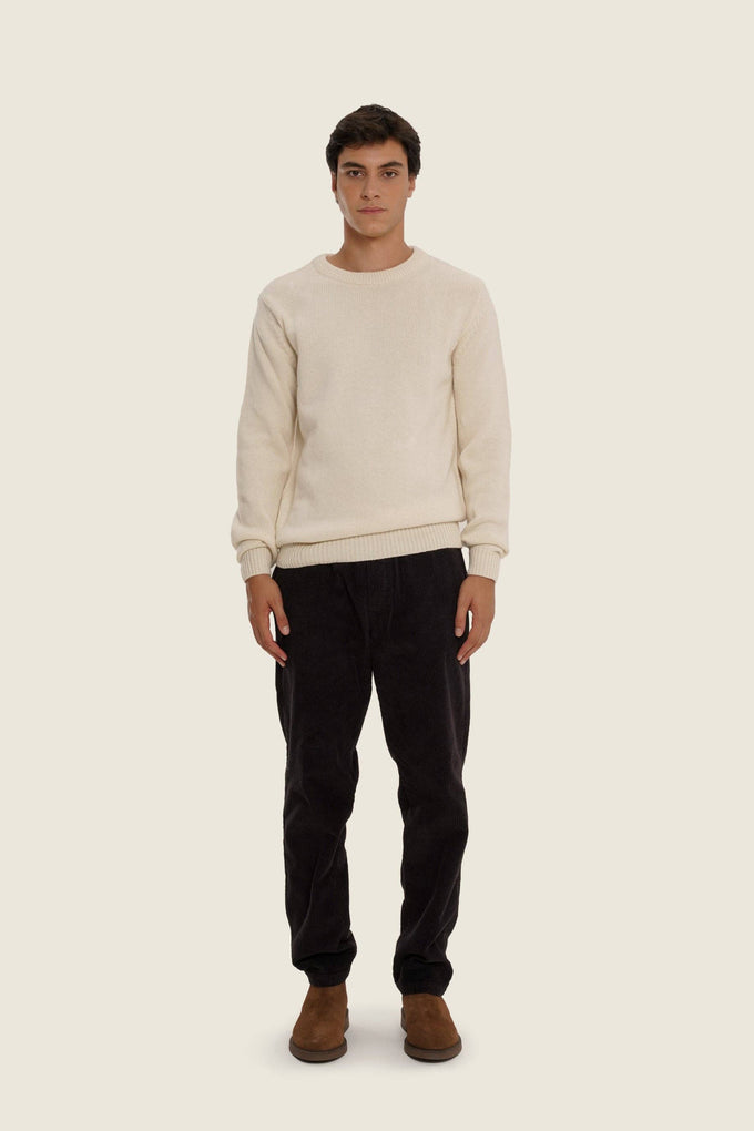 Maglione in maglia bianco neve in cotone organico