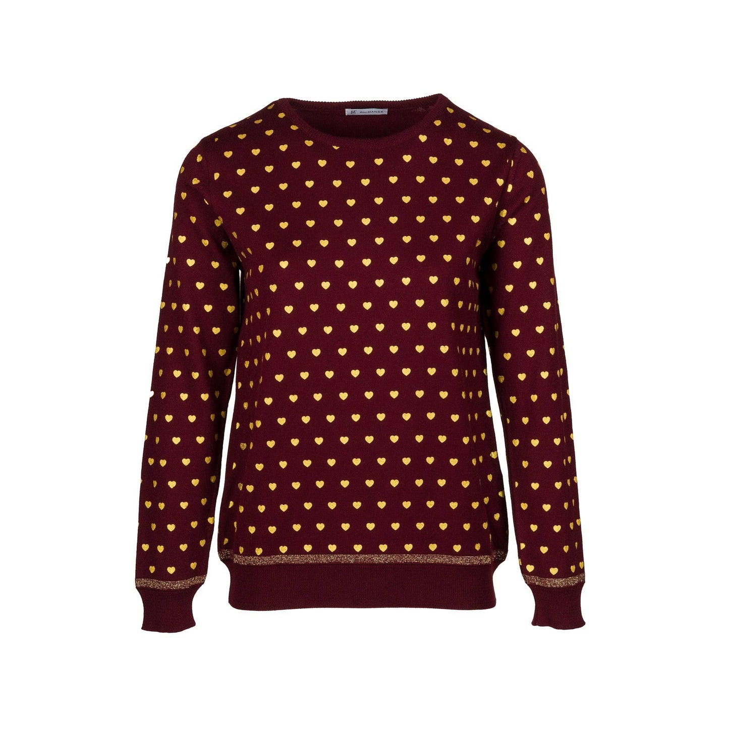 Maglia girocollo con micro cuori e dettagli lurex
