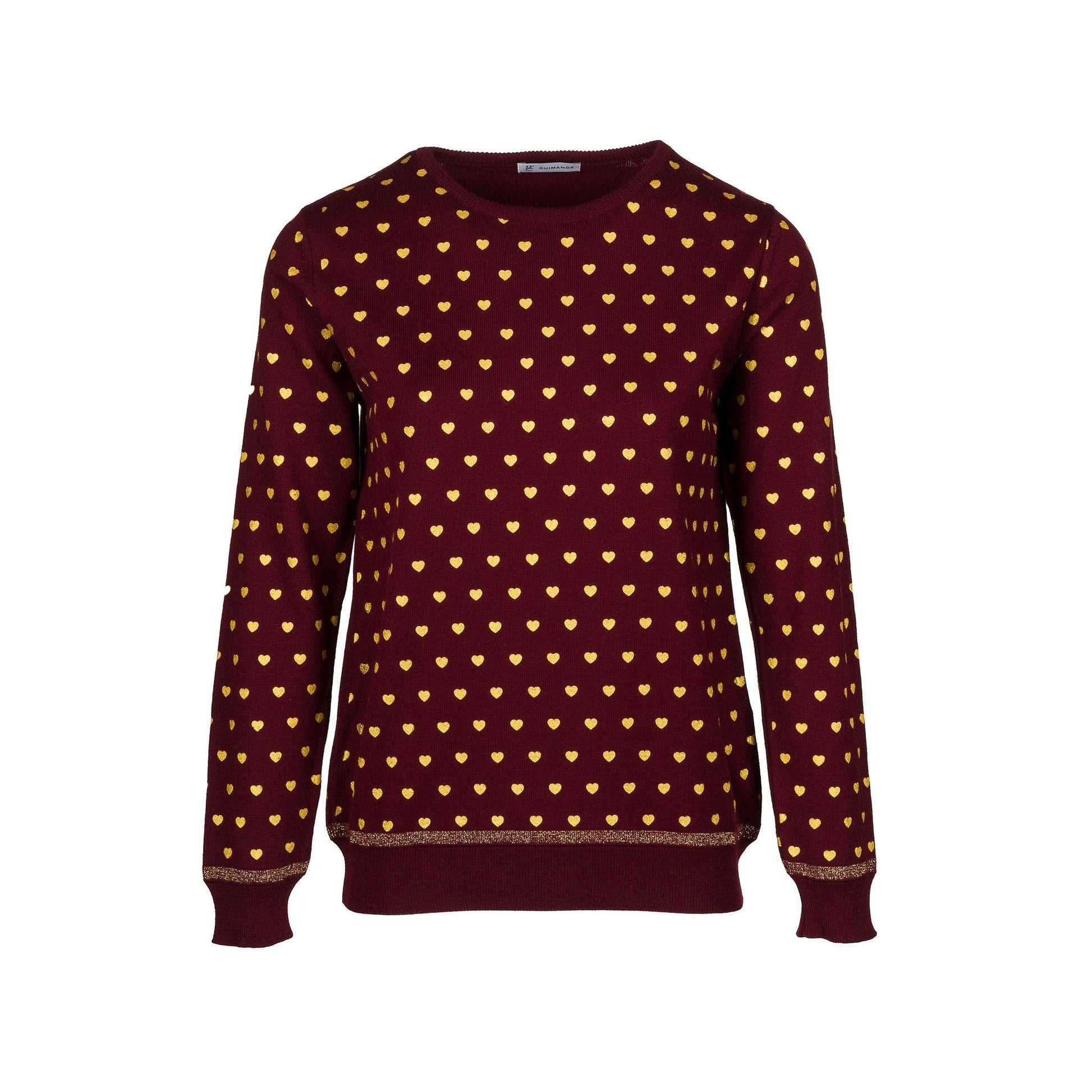 Maglia girocollo con micro cuori e dettagli lurex