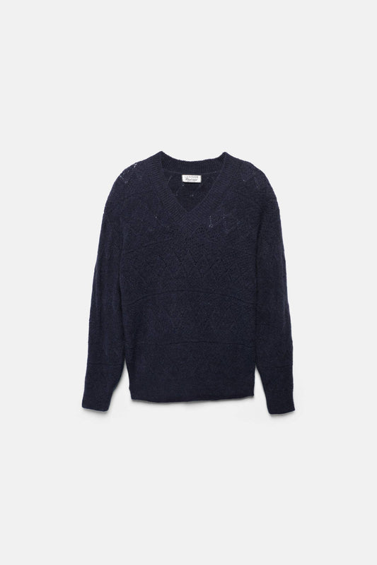 Maglione in maglia strutturata con scollo a V