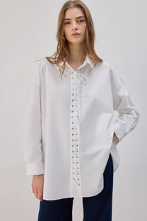 Camicia oversize con lacci frontali
