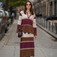 Maglione in maglia a righe con collo polo