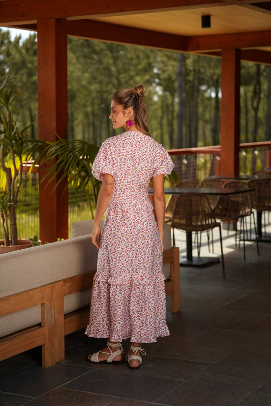 Gonna lunga a fiori con balze