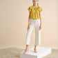 Blusa in lino con volant