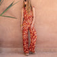 Pantaloni a vita alta terracotta con stampa frecce