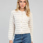 Cardigan in maglia traforata écru con bottoni dorati