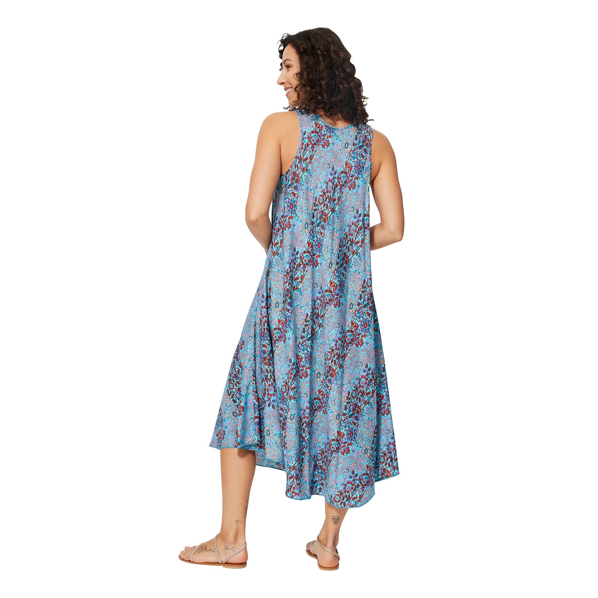 Abito estivo midi senza maniche boho multicolor