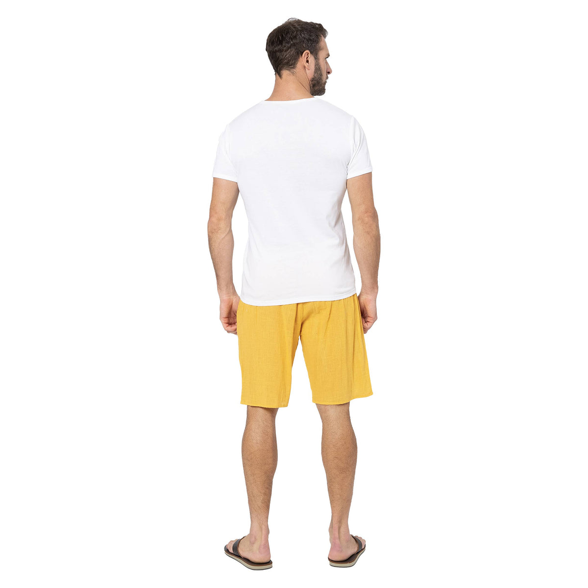 Pantaloncini estivi in cotone gialli con coulisse