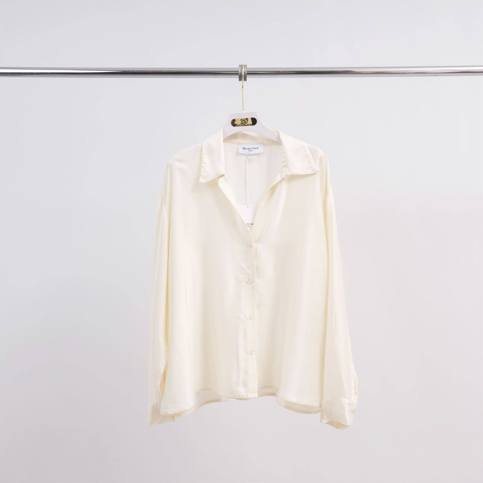 Camicia satinata in viscosa e seta