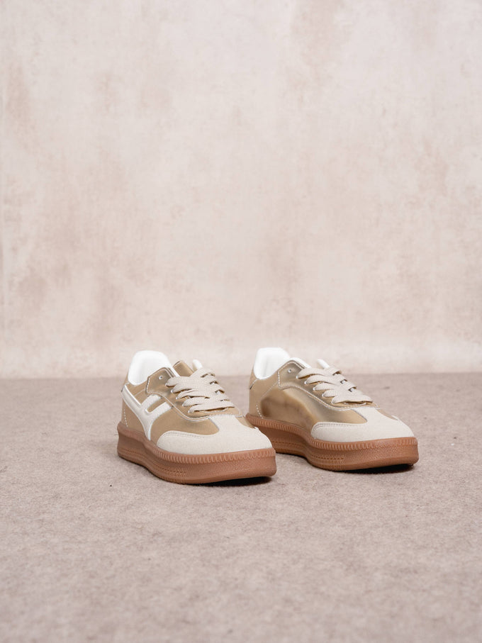 Sneakers donna metallizzate oro con suola in gomma