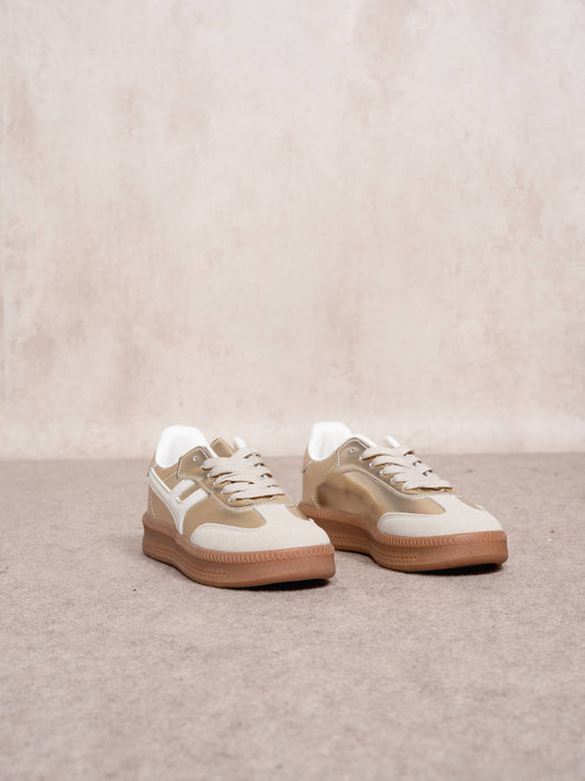 Sneakers donna metallizzate oro con suola in gomma