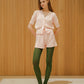 Cardigan a manica corta in cotone a costine