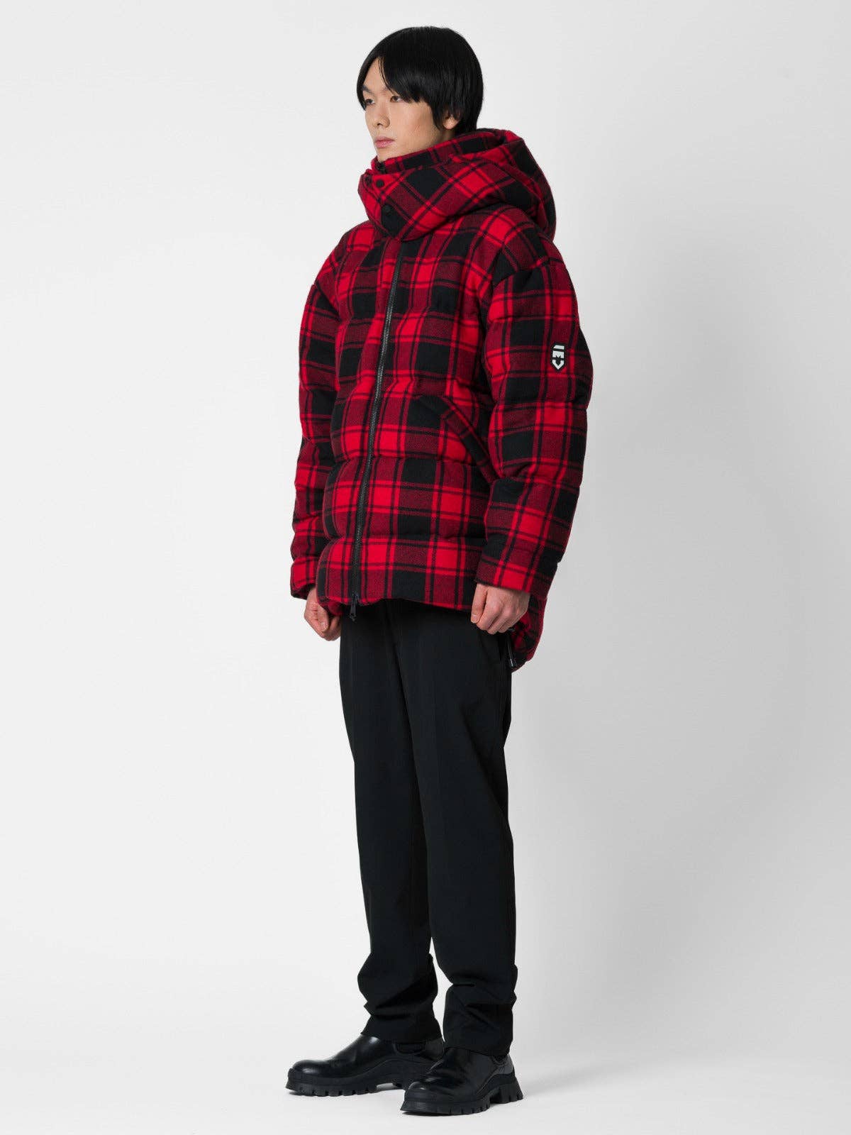 Parka Tartan Imbottito con Cappuccio Rimovibile