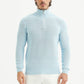 Maglione sportivo uomo in cotone azzurro con zip