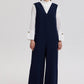 Tuta smanicata a gamba larga blu navy