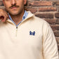 Felpa mezza zip essenziale in cotone biologico beige