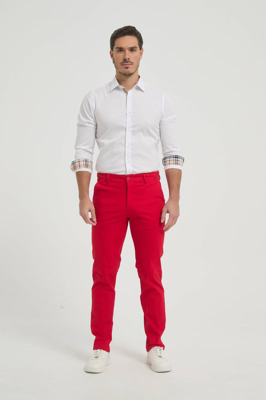 Pantaloni chino elasticizzati rossi da uomo
