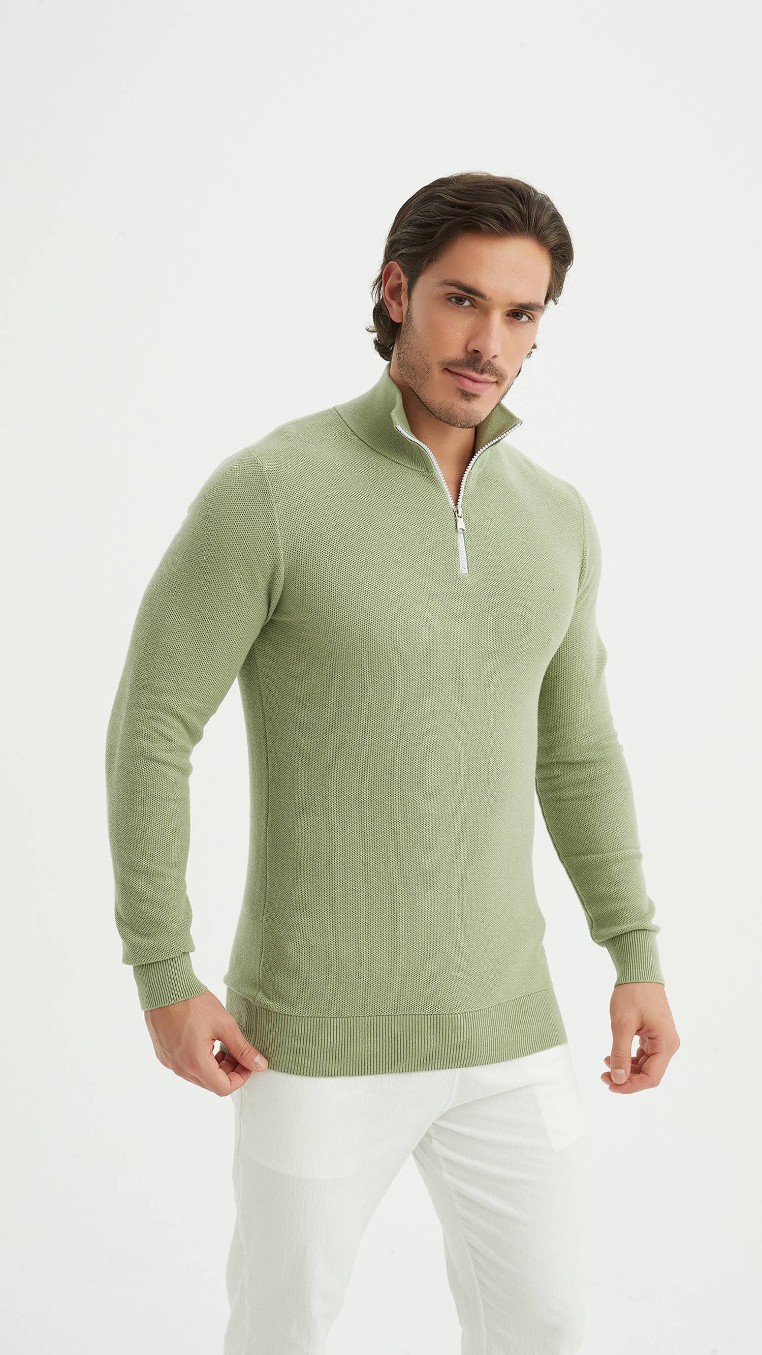 Maglia con colletto trucker sportivo in cotone verde