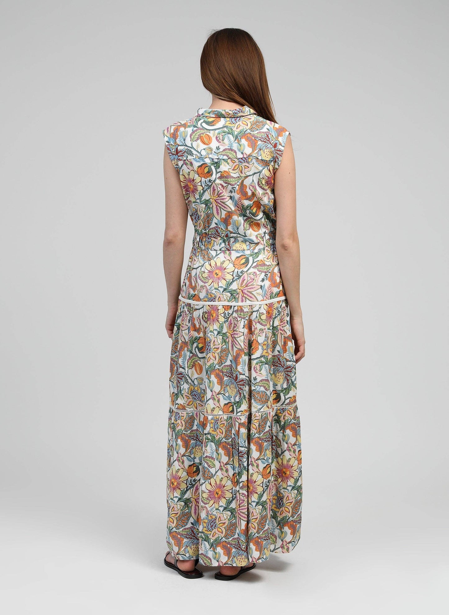 Abito lungo Felicity ecru a fantasia floreale
