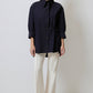 Camicia asimmetrica blu navy con cintura in cotone misto