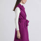 Gilet lungo con cintura viola