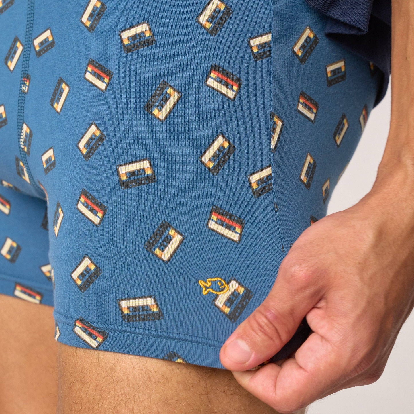 Boxer in cotone biologico con stampa cassette