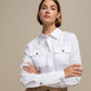 Camicia donna in cotone 100% con tasche e bottoni dorati